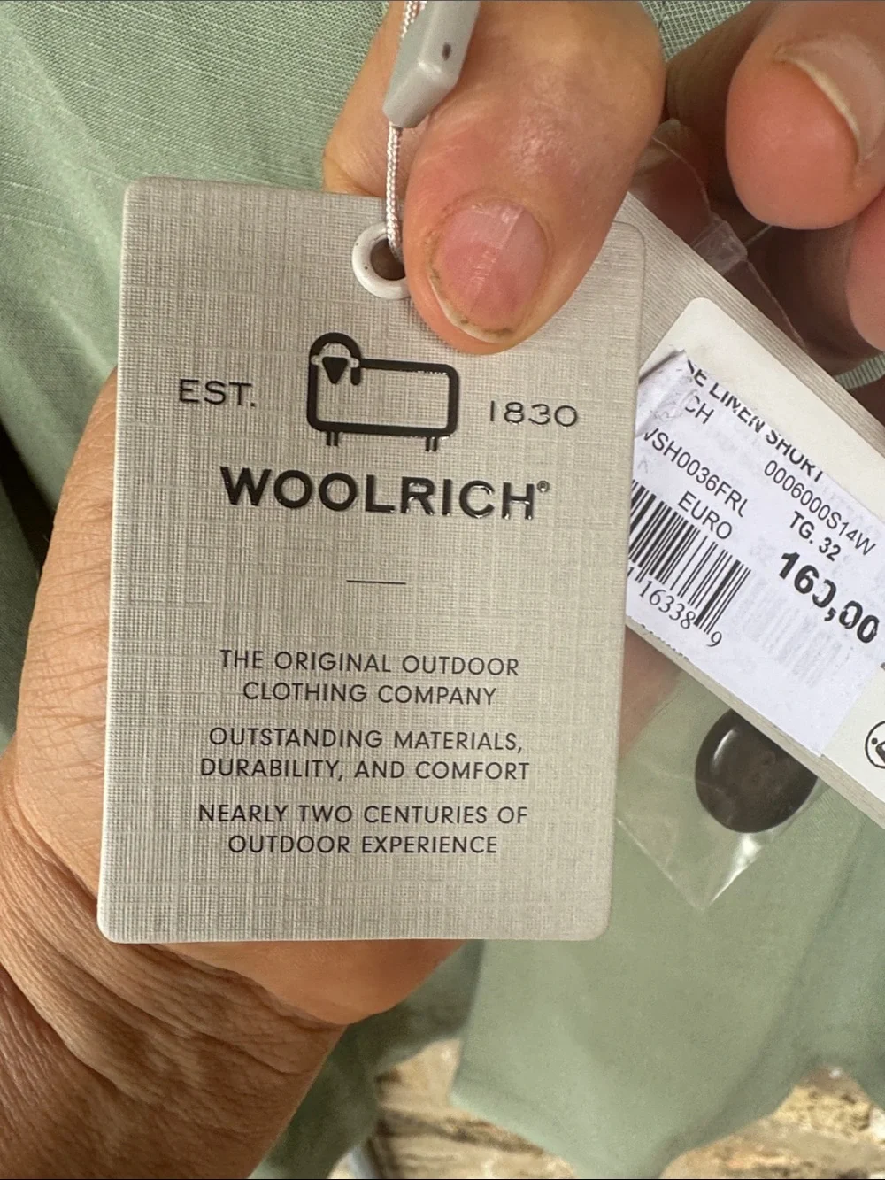 Woolrich Light Sage Green Utility Cargo Shorts